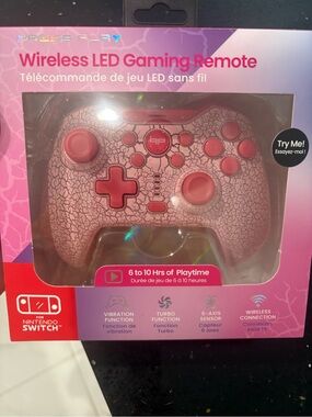 Wireless LED Gaming Remote Controller for Nintendo Switch - Pink Crackle, NIB